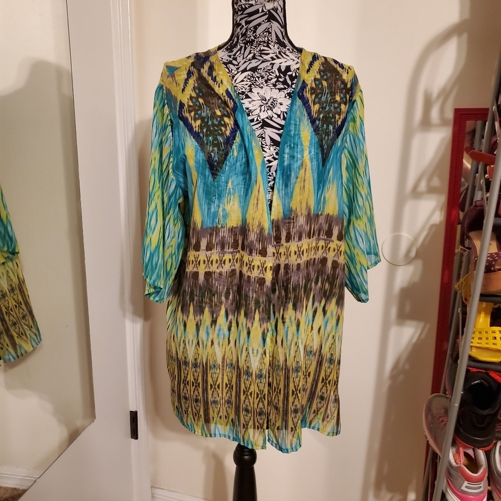 Printed beach cover up kimono